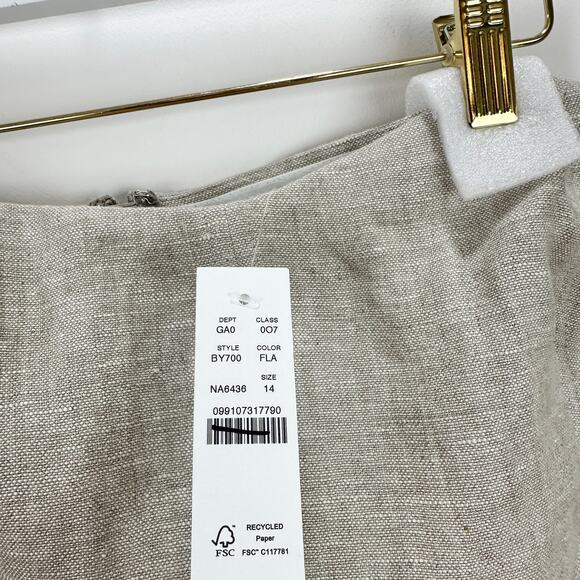 J.Crew Cropped Bustier Peplum Top Heavyweight Linen Flax Beige Preppy US 14 NWT - Picture 6 of 11
